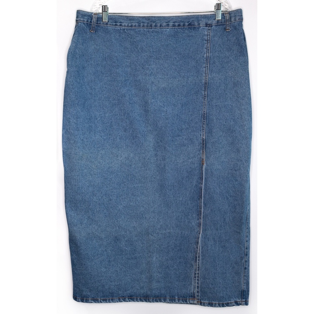Vintage Stanley Morgan Long Denim Cotton Jean Skirt Size 24 Made in USA